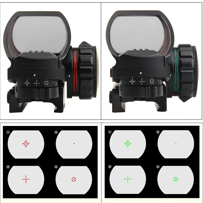 Голографический компактный рефлекторный красный зеленый точка зрения прицел 4 Сетка прицел с AK серия рельс Боковое крепление для охоты страйкбол RL5-0032