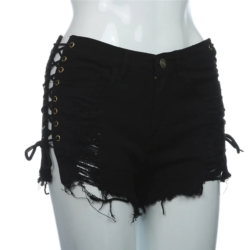 Women Vintage Sexy Hole Boyfriend Destroyed Ripped High Waist Jeans Denim Shorts Hot Pants Party Female Wholesale #K30 (7)