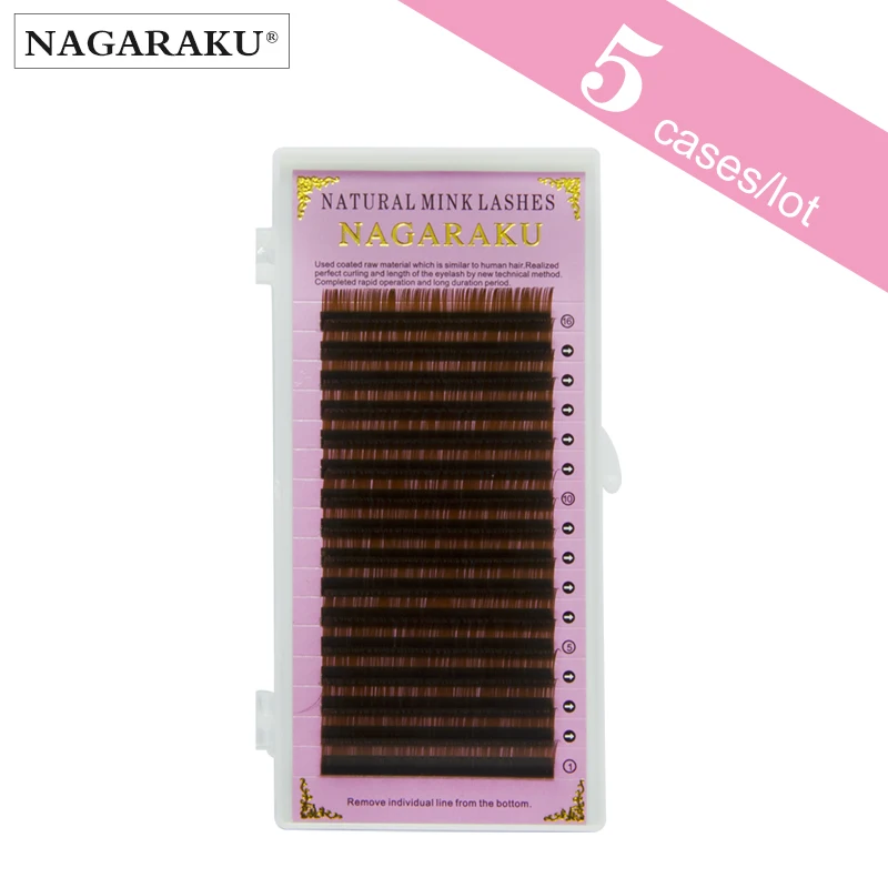 

NAGARAKU Brown Eyelashes Individual Eyelash 5 Cases lot Brown Color High Quality Natural Synthetic Mink Faux Cils False Lashes