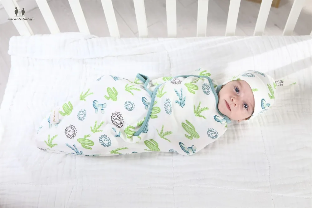 Спальный мешок для новорожденных, одеяло-сверток, повязка на голову, набор для обертывания+ шапочка, хлопковое детское одеяло, постельные принадлежности, шапка, комплект из 2 предметов