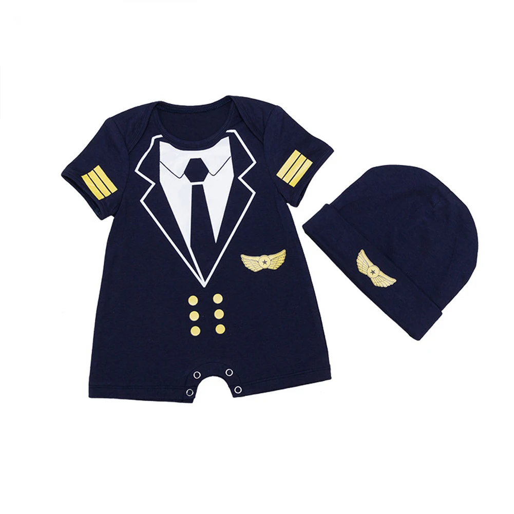 

Baby Boys Rompers Military Rompers Pilot Uniform Costume Cosplay Outfits With Cap