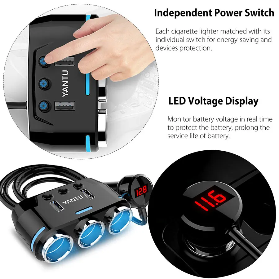 USB адаптер для зарядного устройства от прикуривателя автомобиля 12 V 24 Splitter гнезда