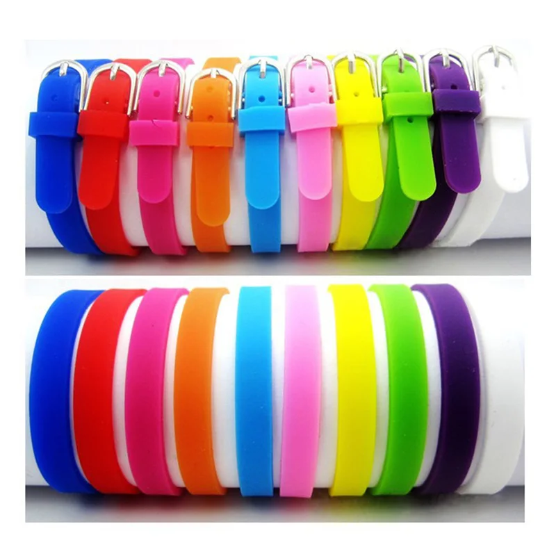 

diylocket 20pcs 8MM Silicone Wristband Bracelets Can Choose 12 Color DIY Accessory Fit Slide Letter /Slide Charms LSBR09*20