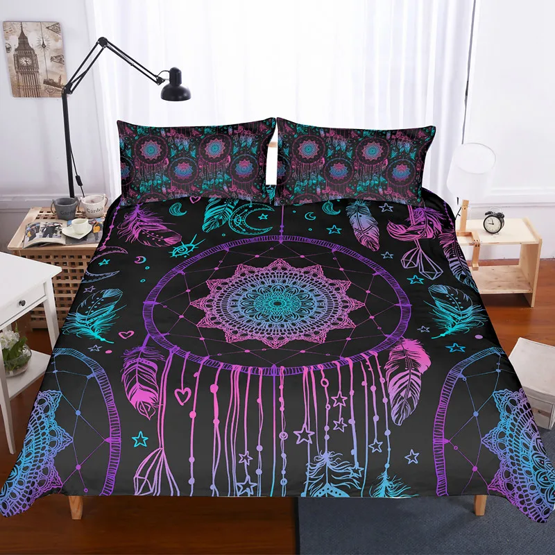 

Fanaijia 3d feather Dreamcatcher king size bedding set luxury boho Duvet Cover Bohemian Bed Set Bedclothes full size bed set