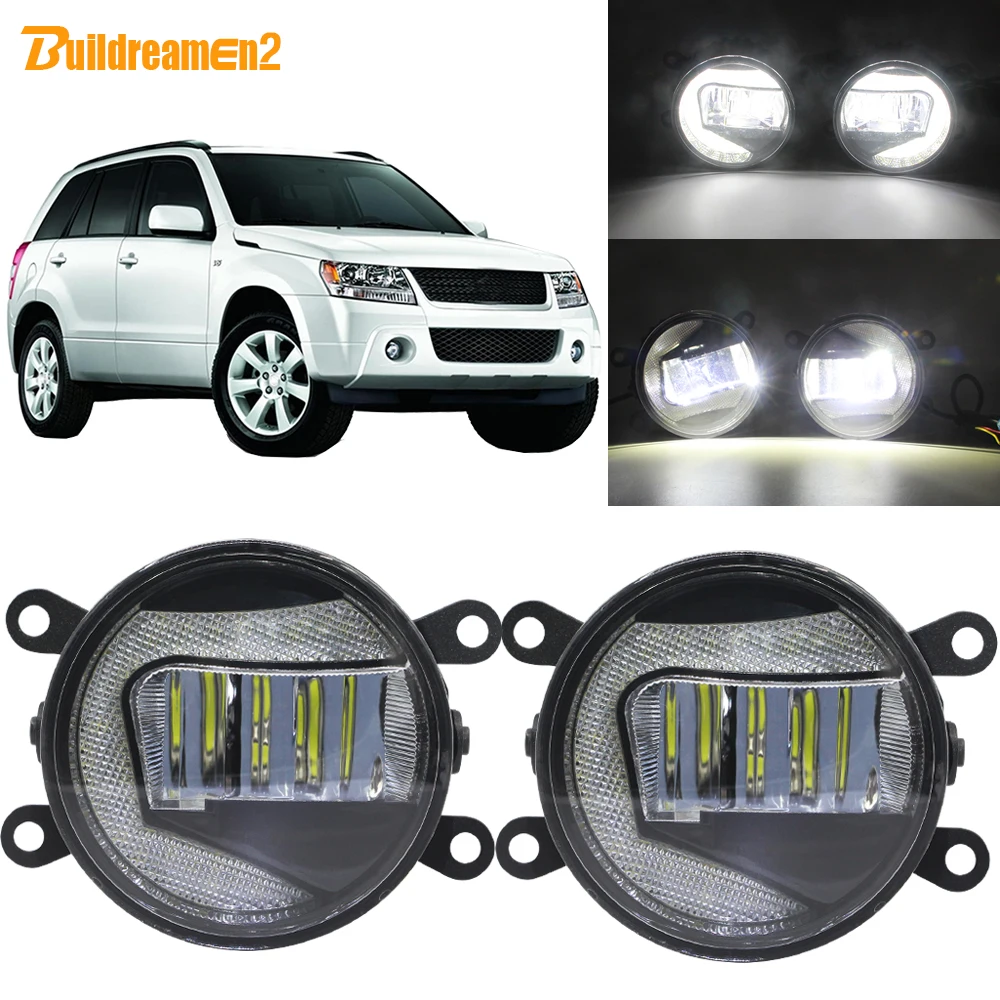 

Buildreamen2 2 in 1 Car LED Projector Fog Light + DRL Daytime Running Light White 12V For Suzuki Grand Vitara 2/II JT 2005-2015