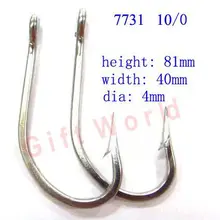 8 шт. 7731 Размер 10/0 из нержавеющей стали ловля рыбы на блесну рыболовные крючки для акулы тунец