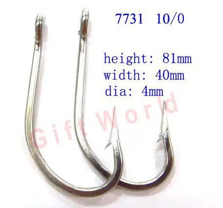 

8pcs 7731 Size 10/0 Stainless Steel Saltwater Trolling Fishing Hooks for Shark Tuna