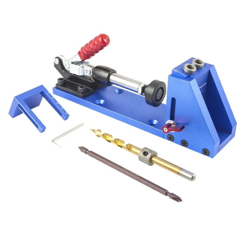 Woodworking Guide Carpenter Kit System Inclined Hole Drill Tools Clamp Base Drill Bit Kit System Pocket