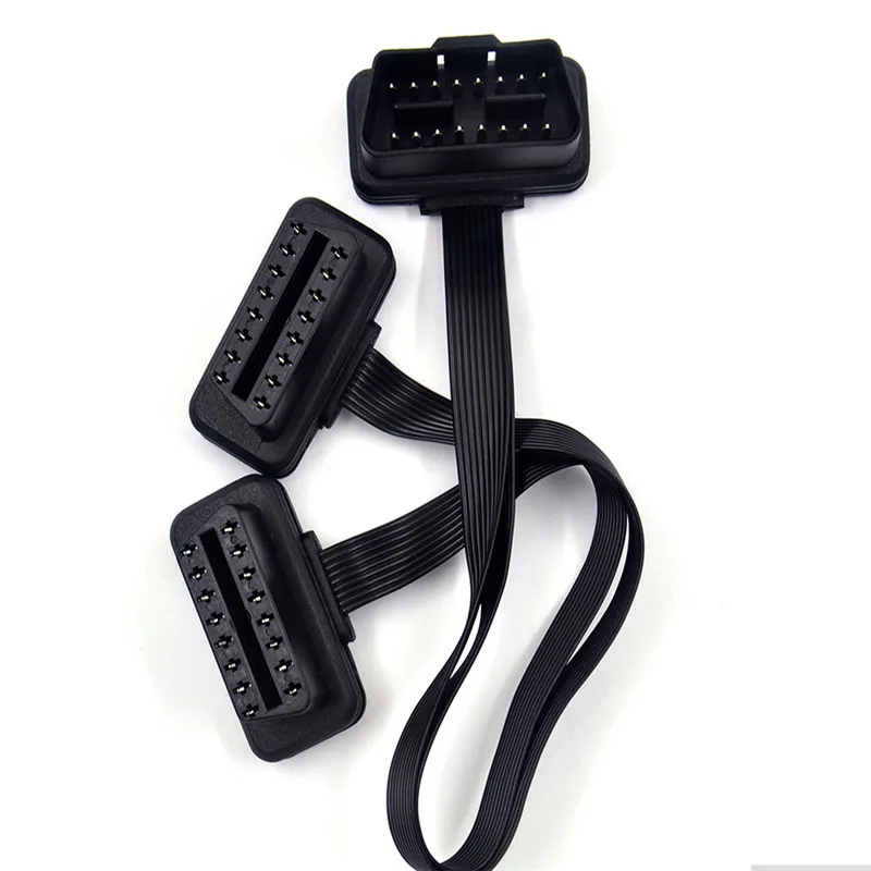 16 Pin OBD2 удлинитель плоский тонкий Y разъем кабель-удлинитель мужчин Двухместный Женский Splitter работать идеально и