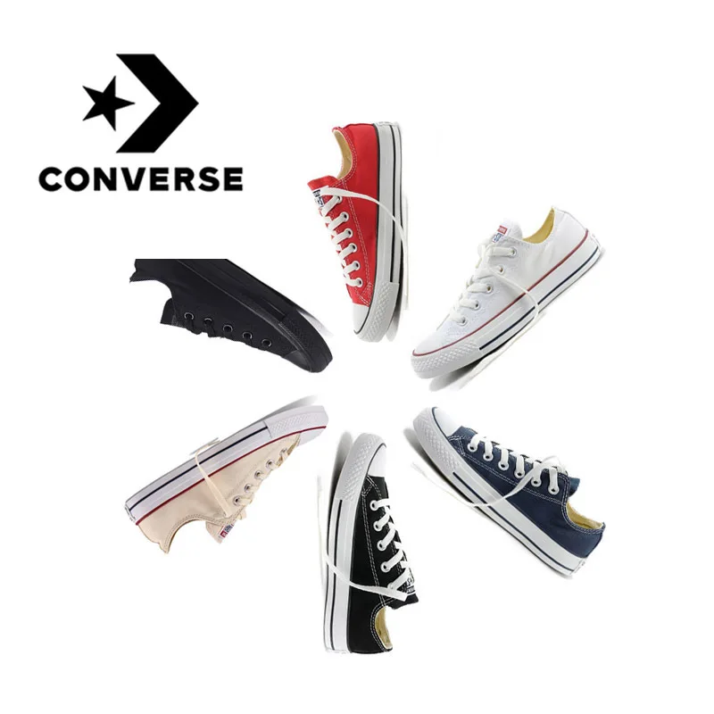 أصيلة Converse كل نجم الكلاسيكية تنفس قماش المنخفضة أعلى التزلج أحذية للجنسين مكافحة زلق رياضية متعددة اللون