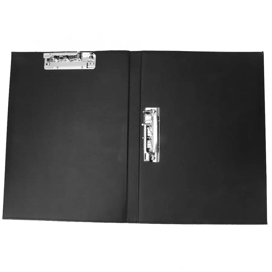 Black PU Leather A4 Loose-Leaf Meeting File Clip Folder Office Conference Business Supplies