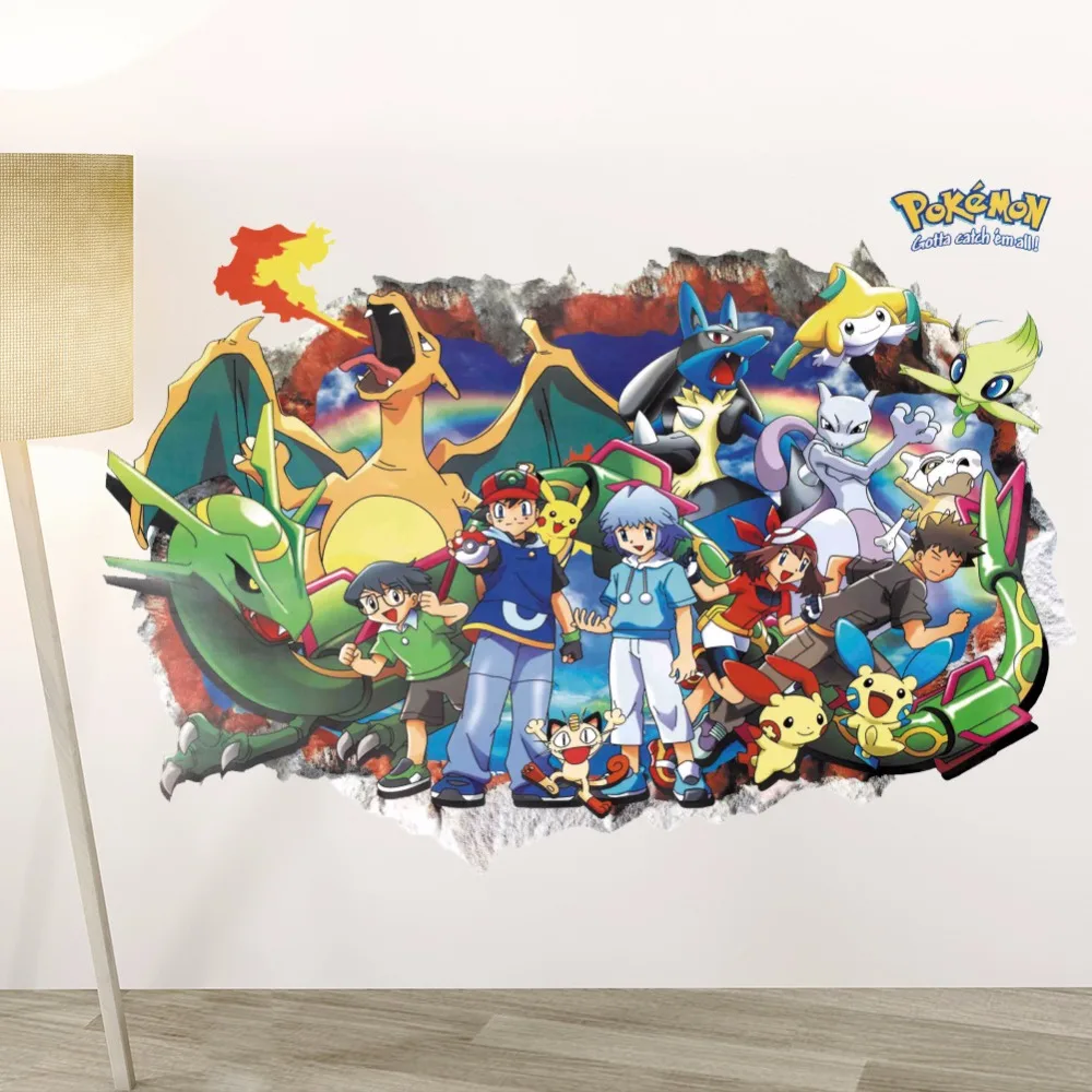 Dekorasi Rumah 3D Pokemon Animasi Kartun Wall Sticker Untuk Kamar