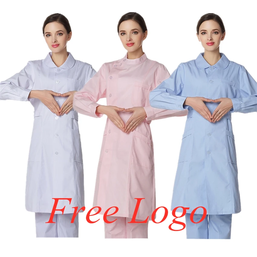 

Woman Nurse Workwear Hospital Medical Robe Scrubs Pharmacy Jacket Clinic Beauty Salon Spa Lab Short&Long Medical Coat
