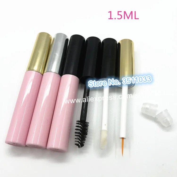

1.5ml Pink Empty Lip Gloss Tube with Gold Black Silver Cap DIY Smaple Makeup Plastic Mini Portable Liquid Lipstick Container