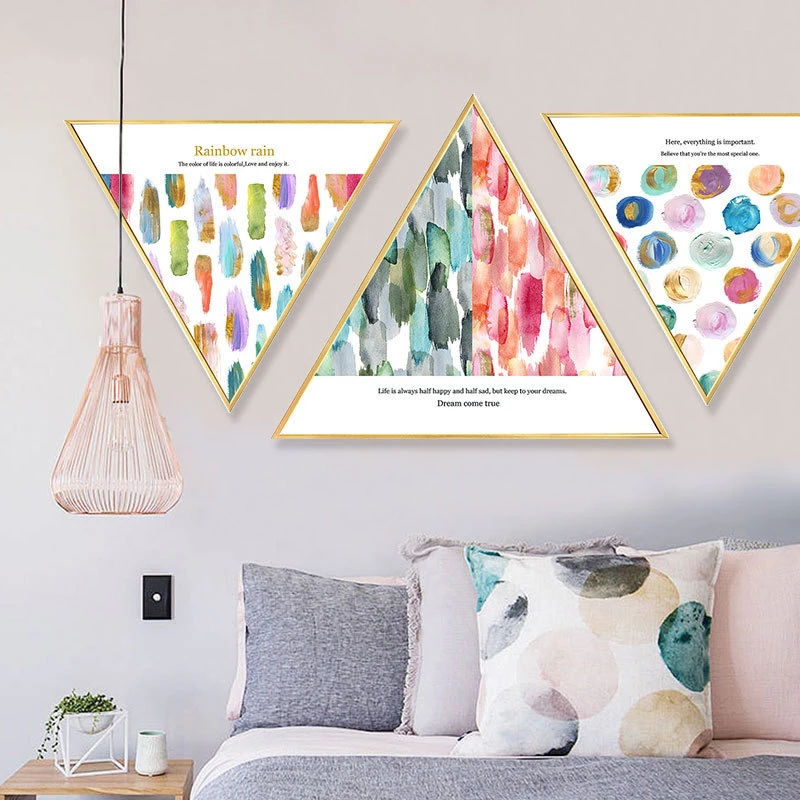 

The Colorful World Triangular Canvas Painting Cuadros Decoracion Dormitorio Painting By Numbers Wall Pictures For Living Room