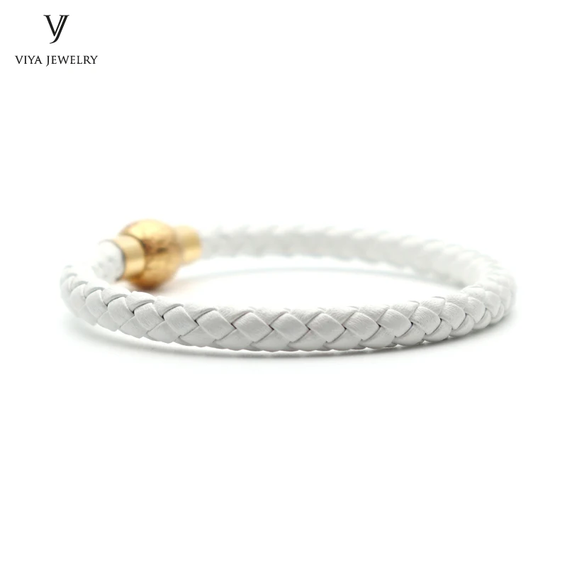 Colorful Braided leather bracelet With Magnet Lock Hardware Magnetic Closure Women Leather Bracelet Best Friendship Gift Has Box(98)