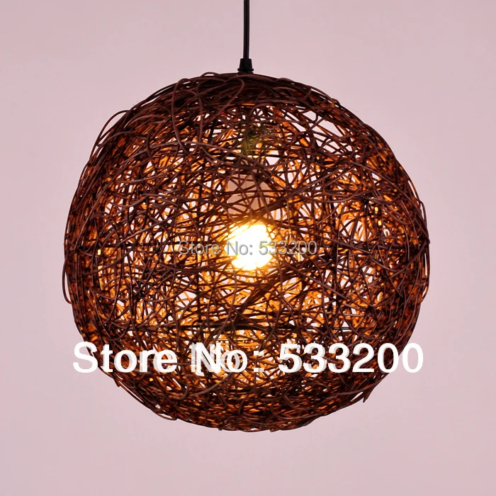 300mm diameter Modern living room rustic hand woven wicker ball pendant