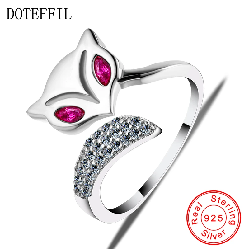 Женское кольцо из серебра 925 пробы с фианитом|animal rings for women|fox ringanimal ring |