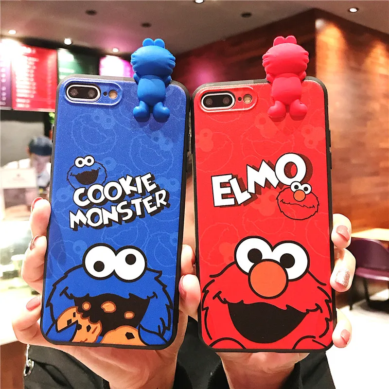 Милый мультфильм кукла Элмо чехол для телефона для iphone X XS MAX XR Мягкий силиконовый чехол для влюбленных чехол s для coque iphone 6 6S 7 8 Plus чехол для пары