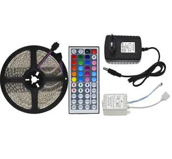 

LED Strip Light 5050 RGB 5M 300 LED Flexible Strip Light Set + 44Keys Remote Controller + 12V 3A Power Adapter