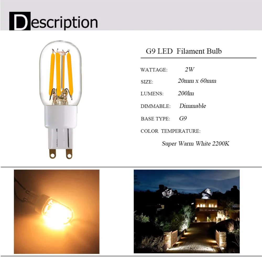 5 шт./лот светодиодный лампочка g9 светодиодный, 1 Вт 2 Вт, E12 e14 светодиодный, супер теплый 2200 к светодиодный лампочка накаливания, теплый белый 2700 к, диммируемая Свадебная Декорация