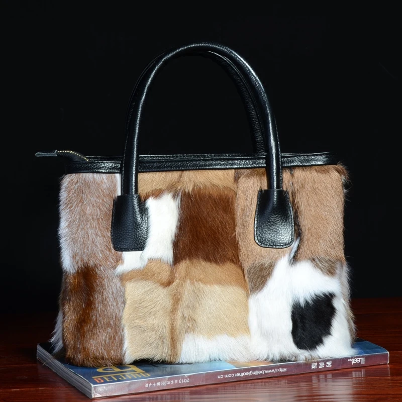 

2018 Luxury Fox Fur Women Mink Fur Bag Color Fox Fur Shoulder Bag Ladies Genuine Leather Fur Tote Handbag Crossbody Bags sac