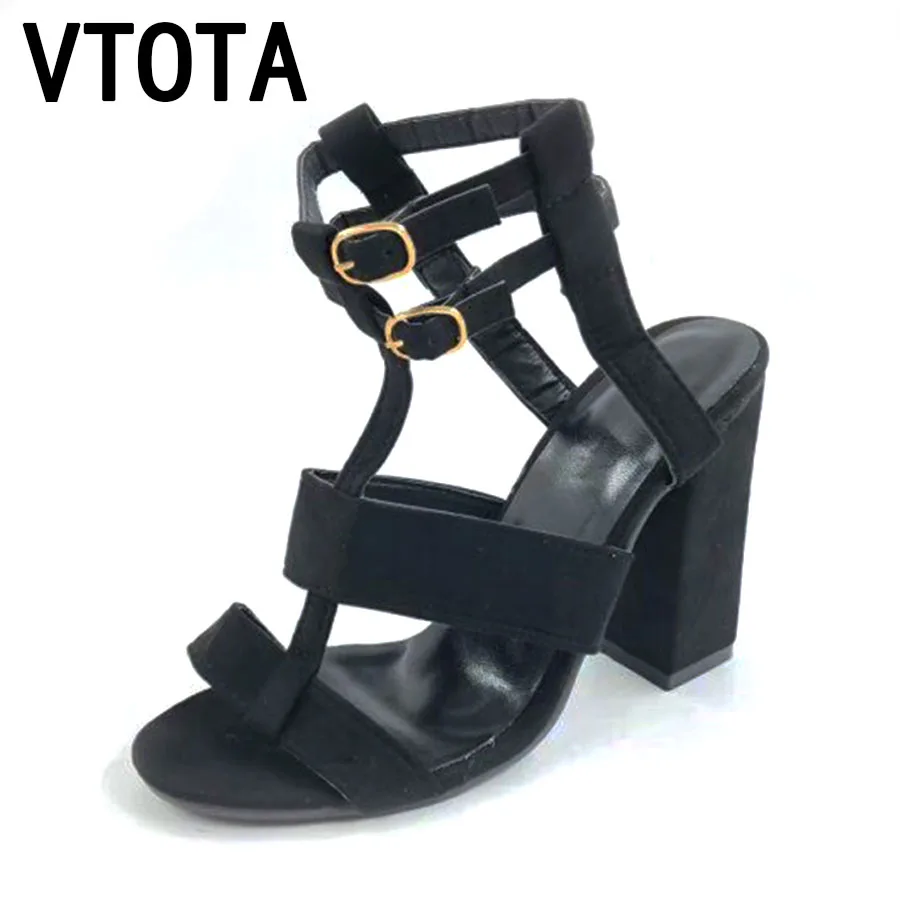 

VTOTA High Heels Shoes Women Sandals Open Toes Gladiator Sandals Black Women Summer Shoes Sandalia Mujer Heel Shoes Woman G57