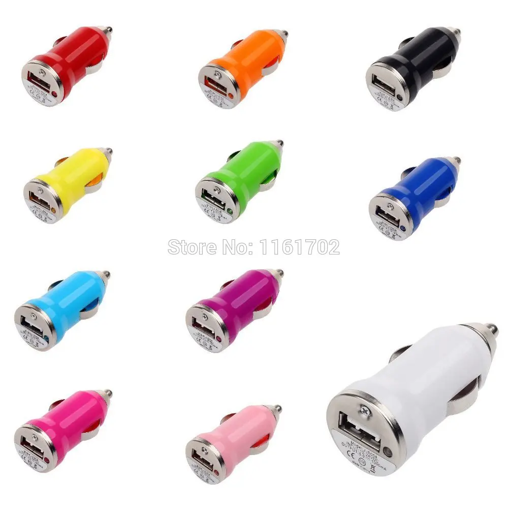 300 шт/партия Универсальный Красочный мини USB Автомобильное зарядное устройство для IPhone 7 6 5 htc Samsung, Blackberry Авто адаптер