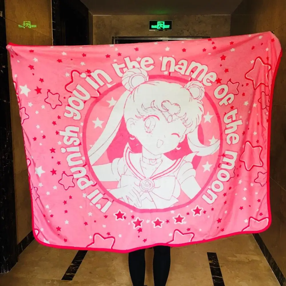 

IVYYE 1PCS Pink Sailor Moon Anime Blanket Plush Morty Velvet Warm Decoration Soft Bed Home Throw Sofa Blankets Adult Gifts NEW