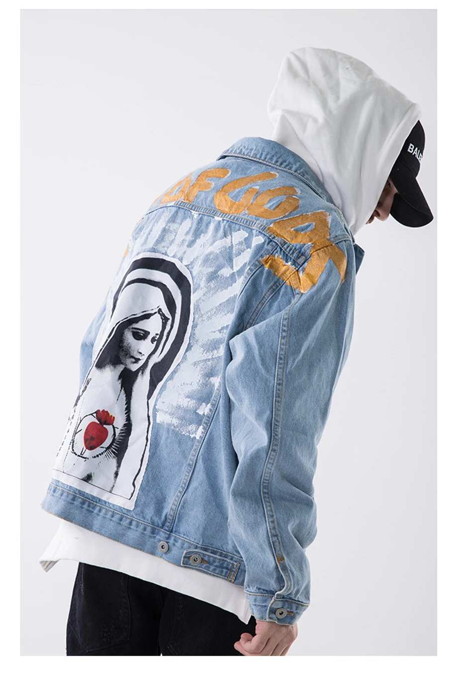 Autumn Hip Hop Denim Jacket Men Print Jeans Jackets Streetwear Fashion Casual Cotton Coat Male HZ021