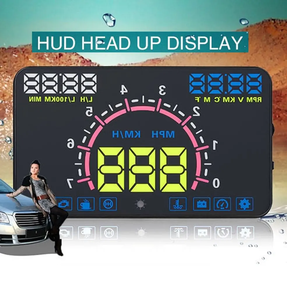 5,8-дюймовый OBD II универсальный Hud Дисплей лобовое стекло проектор Hud проектор OBD2 EUOBD вождение автомобиля Скорость метр