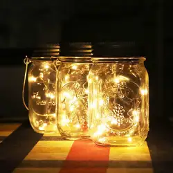 Теплые ночные огни Солнечный Mason Jar ламп светящиеся бутылки декоративные Танк подвесных украшений вечерние Детская комната Декор