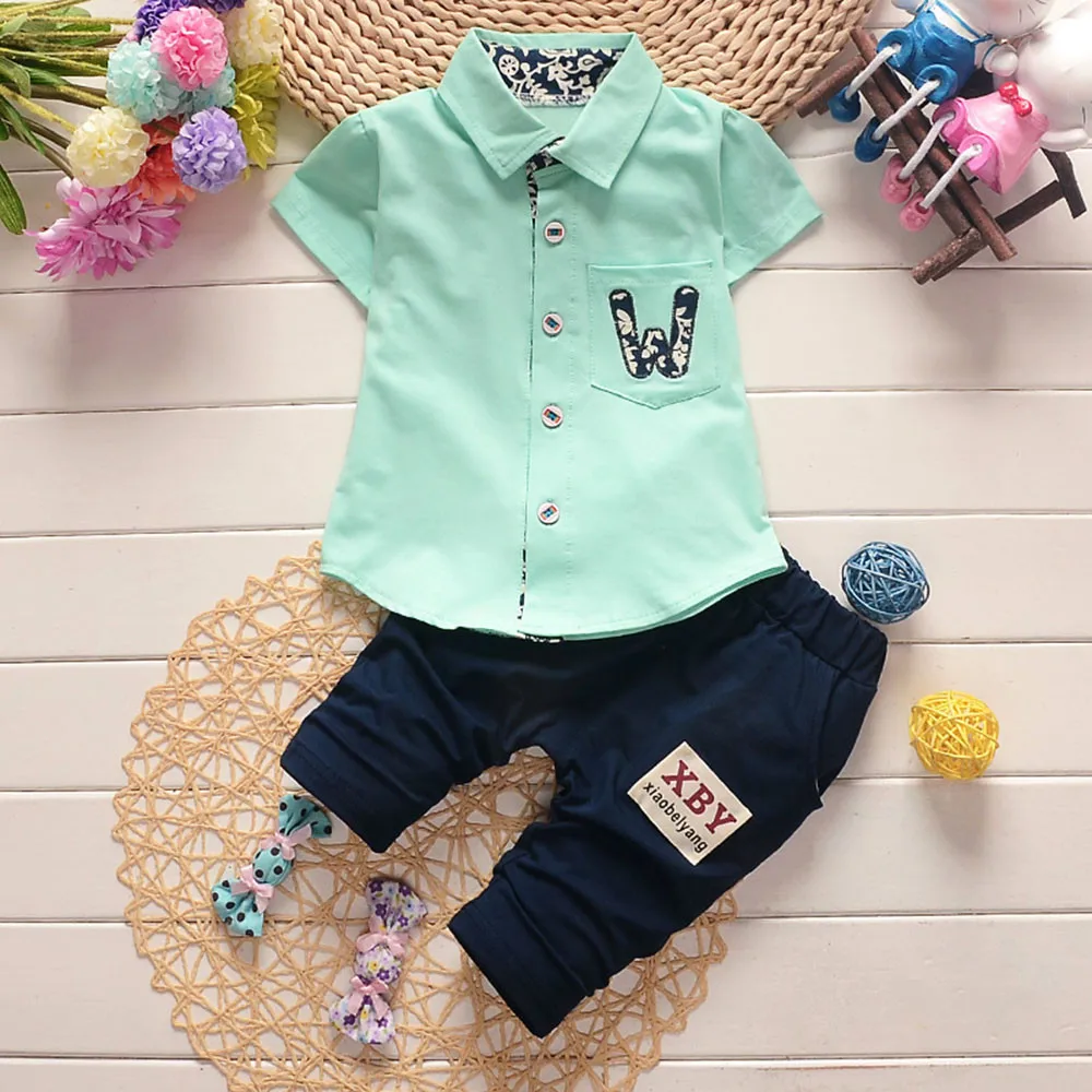 

2Pcs Infant Baby Boys Letter Pocket T-Shirt Tops+ Solid Pants Set Outfits Clothes newborn clothes newk giyim baby boys clothes