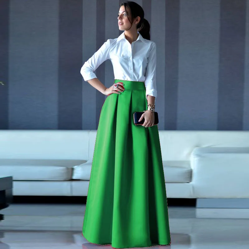Zíper até o Chão Saias de Festa Feito sob Encomenda Saias Longas Vermelhas Requintadas Moda Feminina Cintura Alta Invisível Plissado Maxi Saia 3 Moda Feminina