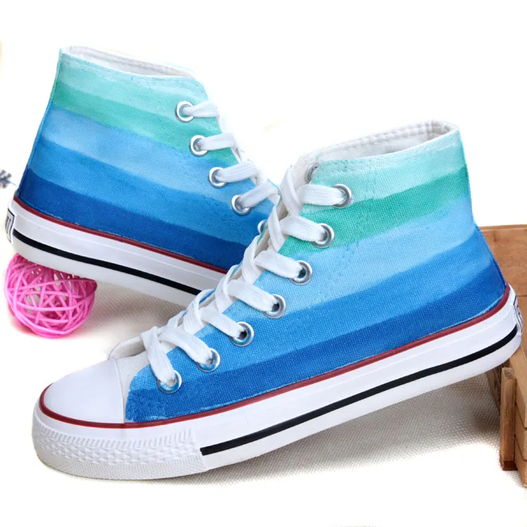 pink and blue flats