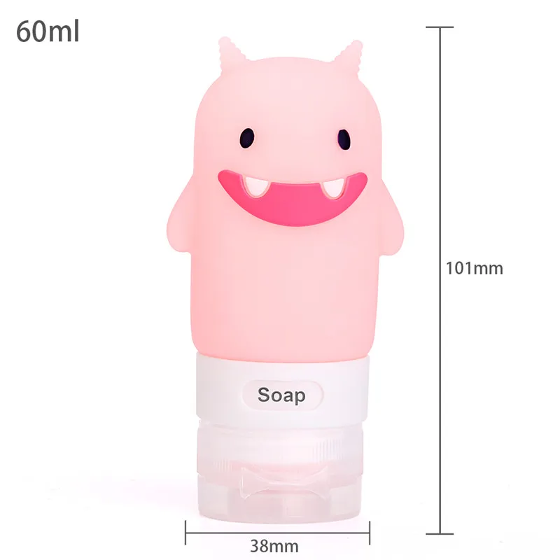 Для путешествий портативный шейкер бутылка милый маленький монстр мультфильм животных моделирование силиконовые бутылки многоцелевой пустой бутылки - Цвет: Розовый