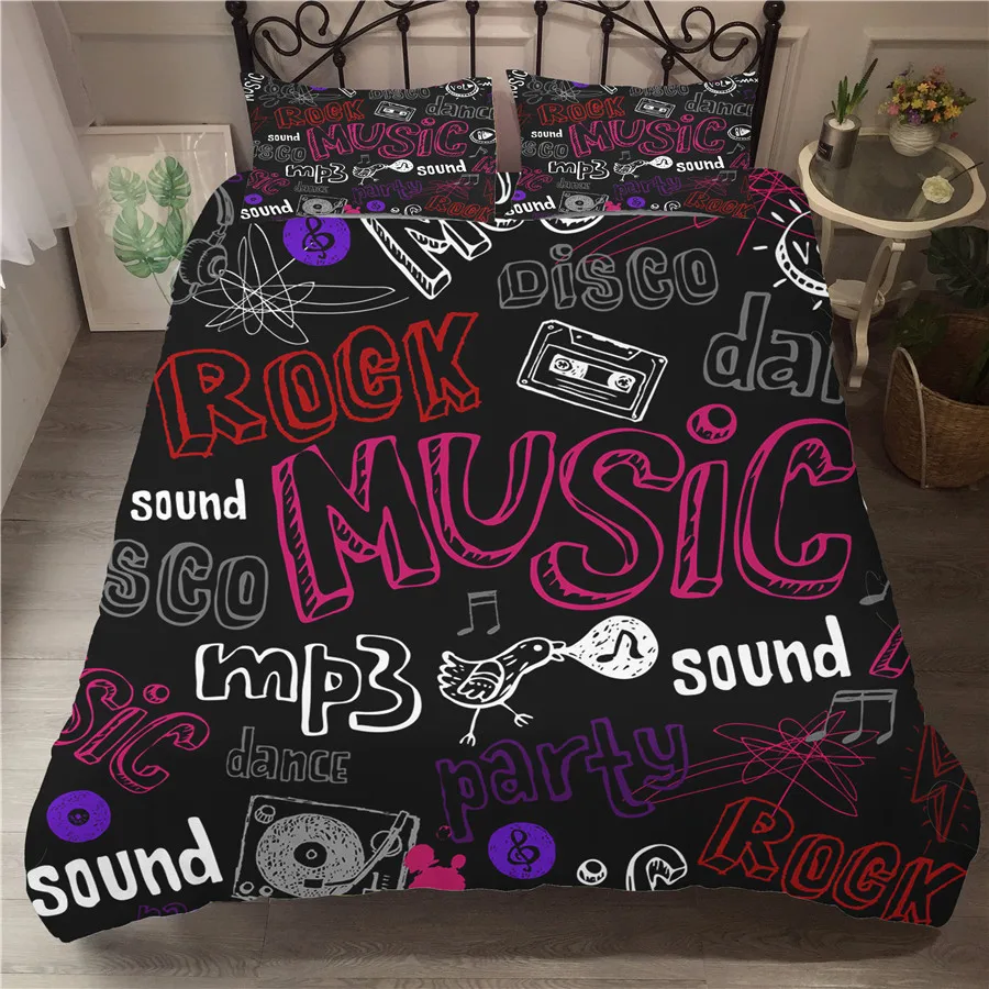 

A Bedding Set 3D Printed Duvet Cover Bed Set Musical Note Home Textiles for Adults Bedclothes with Pillowcase #YF03