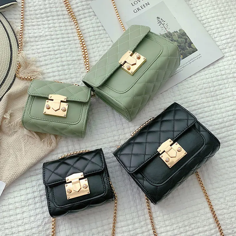 

Girls 2019 New Yongqi Ling Chain Single Shoulder Baggage Fashion Hundred Sets Korean Edition Slant Square Baggage