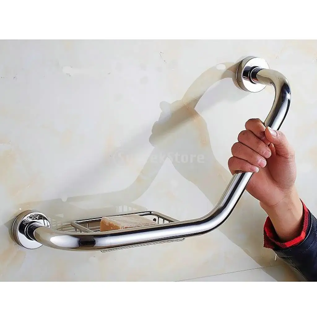 

Bathroom Shower Toilet Bath Grab Bar Safety Handrail With Soap Dish Holder for Disability Aid and Elderly Assistance