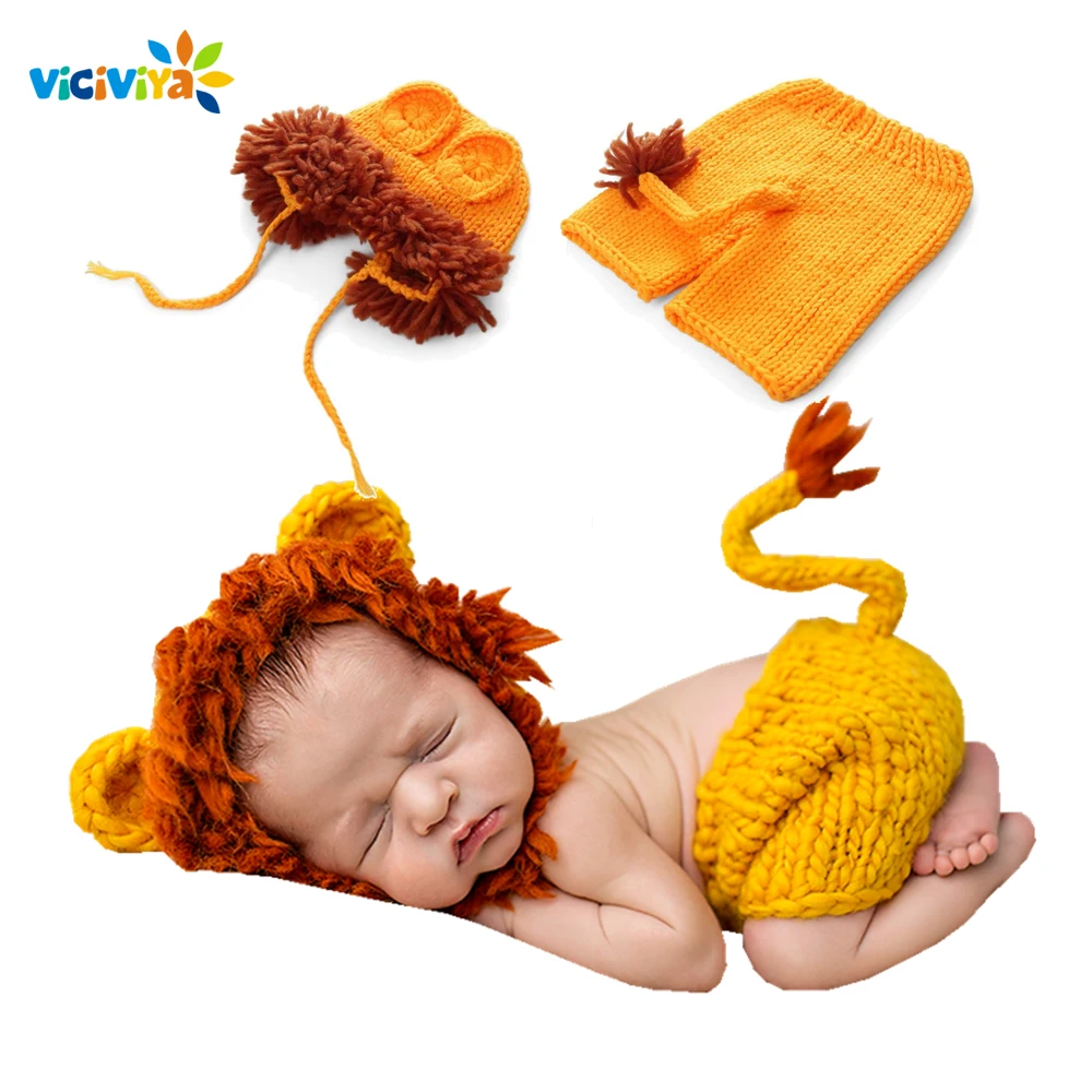 

Newborn Baby Crochet Knit Costume Photo Photography Prop Girls Boys Outfits Fotografia Clothes and Accessories lion Photo Shoot