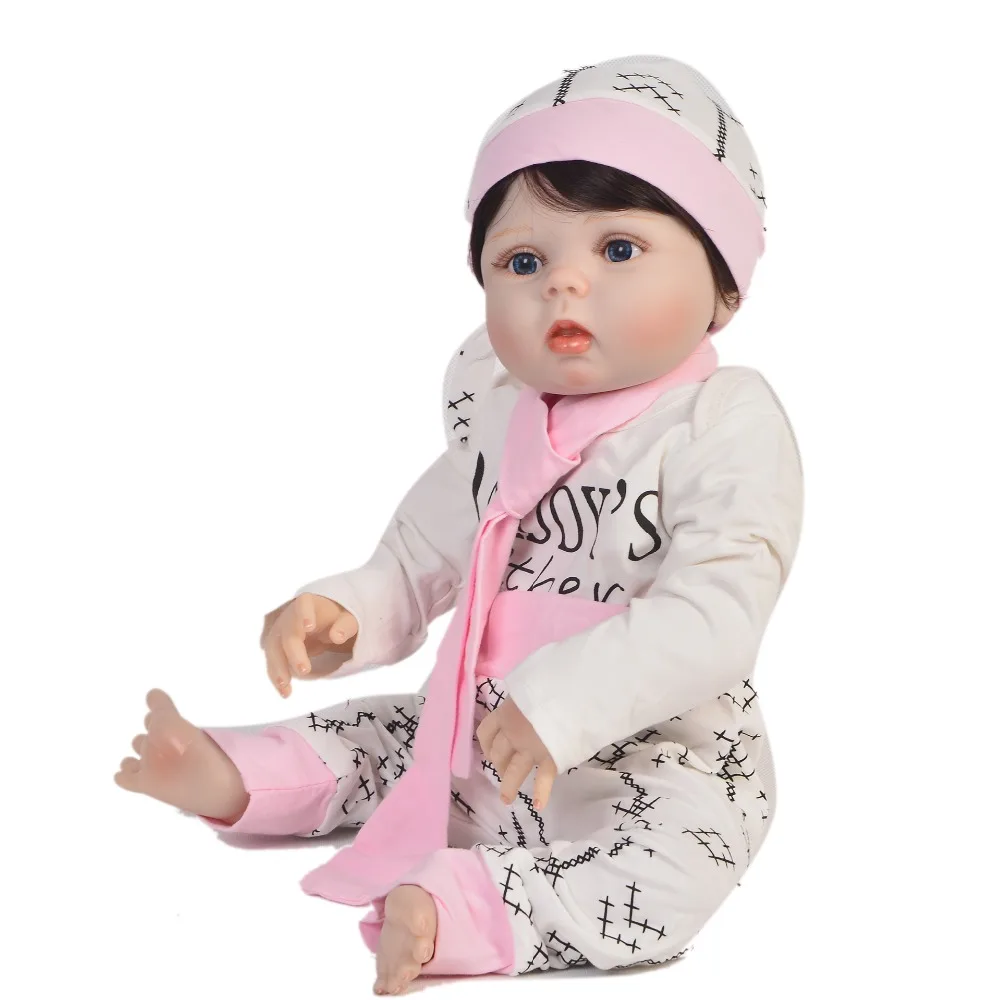 Кукла новорожденная Реалистичная силиконовая 23 дюйма 57 см|doll watch|girl doll toygirl jumpsuit |