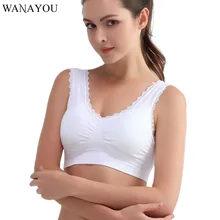 WANAYOU Для женщин кружева спортивные бюстгальтеры, M-3XL плюс Размеры дышащее с эффектом push-up Спортивное нижнее белье для занятий йогой жилет детский топ-футболка с коротким рукавом с изображением