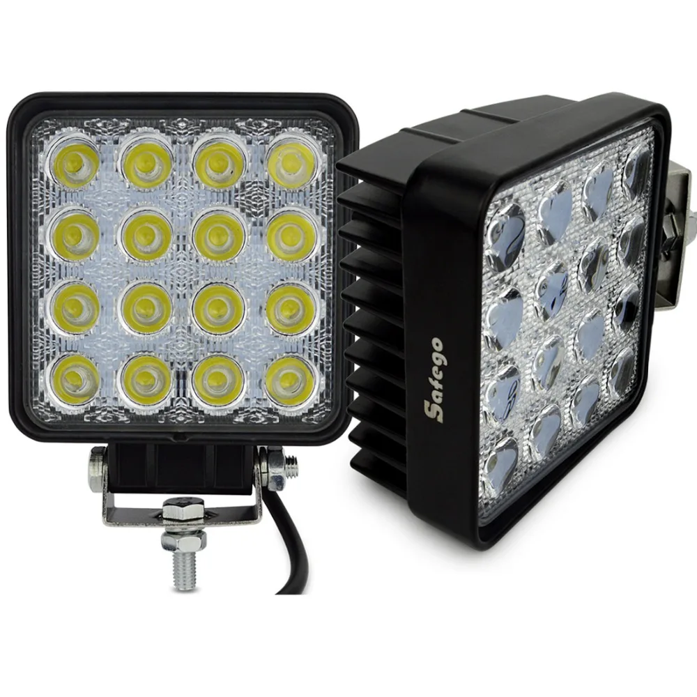 

Safego 2pcs 12v 24v 48w led work light for Tractors ATV Boat 4x4 UTV spotlight offroad car trucks square led driving fog lights