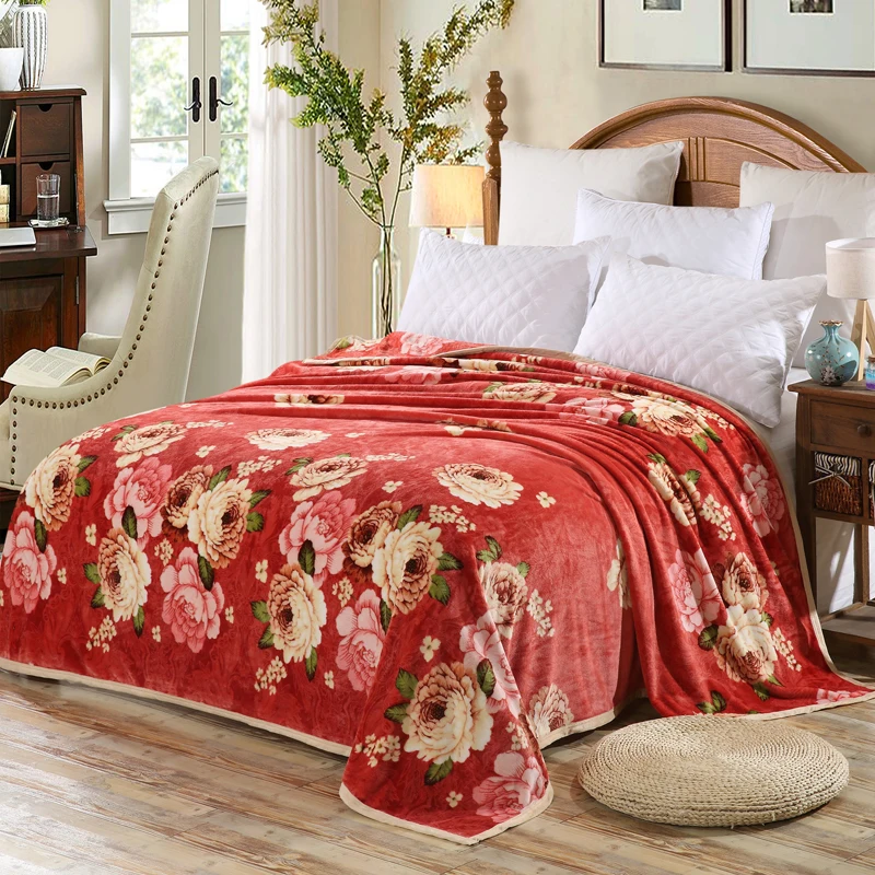 

Retro Style Bean Paste Printing Patterns Bedspread Blanket High Density Super Soft Blanket To On For The Sofa/Bed/Car Portable