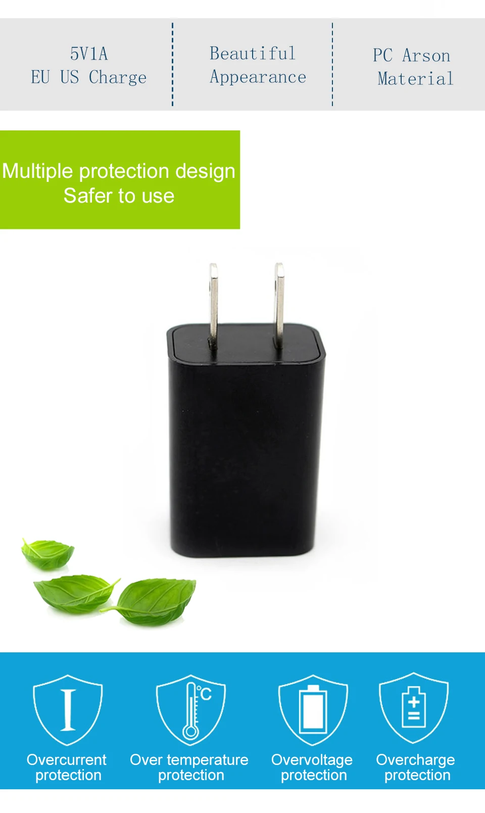 Mobile Phone Charger 5V1A USB Travel Charger Portable Wall Adapter EU US Plug BlackWhite For iPhone iPad Samsung Xiaomi Phone (2)