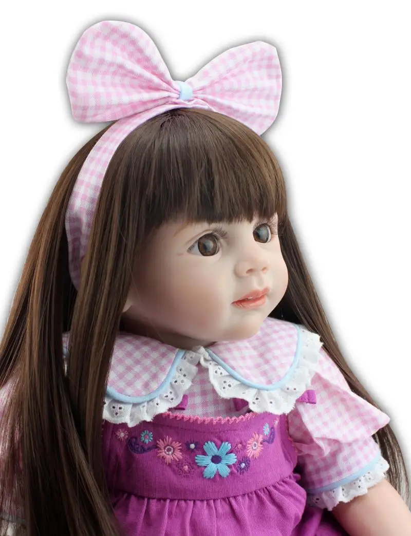 2019 New DOLLMAI Silicone Reborn Baby Doll Fake Baby model Toy Lifelike Girl with Purple princess dress Realistic Reborn Babies