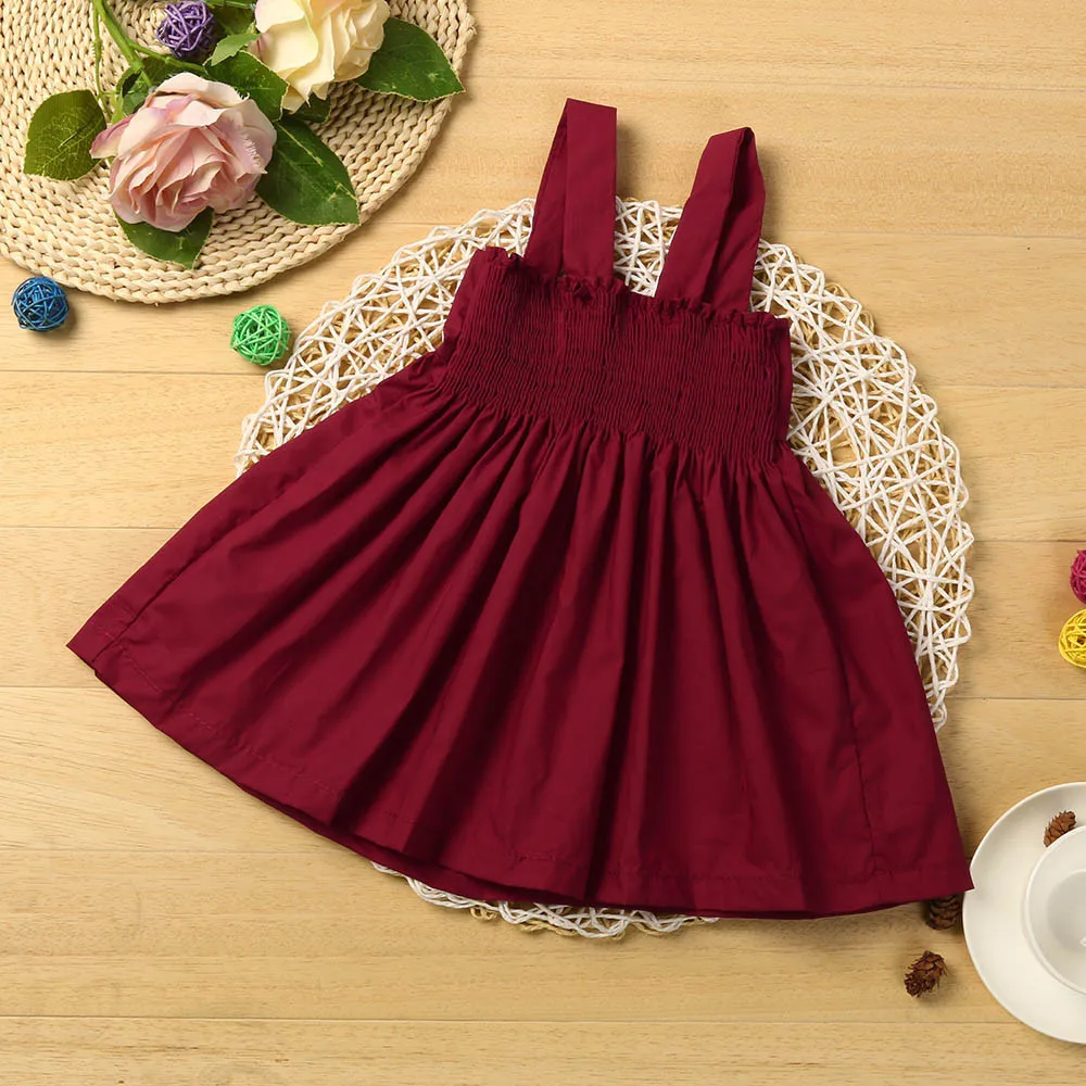 

Baby Girls Dress solid Kids Dresses For Girls clothes Children strap Princess Dresses with Bow Harness Vestidos Robe Fille