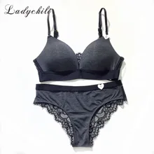 Ladychili Для женщин интимные бюстгальтера сексуальный Глубокий V бюстгальтер и Трусики для женщин комплект Беспроводной Комфорт Бесшовные тонкие чашки бюстгальтера задерживаться Нижнее Бельё для девочек n281