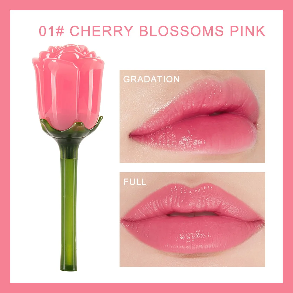 HANDAIYAN цветочное зеркало блеск для губ водостойкая жидкая помада 5 цветов Оттенки для губ Макияж питательная Красота Косметика TSLM2 - Цвет: Cherry blossom pink