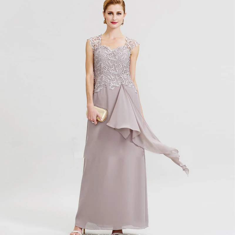 

2019 Elegant Mother of the Bride Dresses V Neck Sleeveless Chiffon Plus Size Evening Gowns Floor Length Prom Party Dress